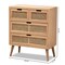 Baxton Studio Alina Mid-Century Oak Finished Wood and Rattan 4-Drawer Accent Chest 162-10553 - alternate 3